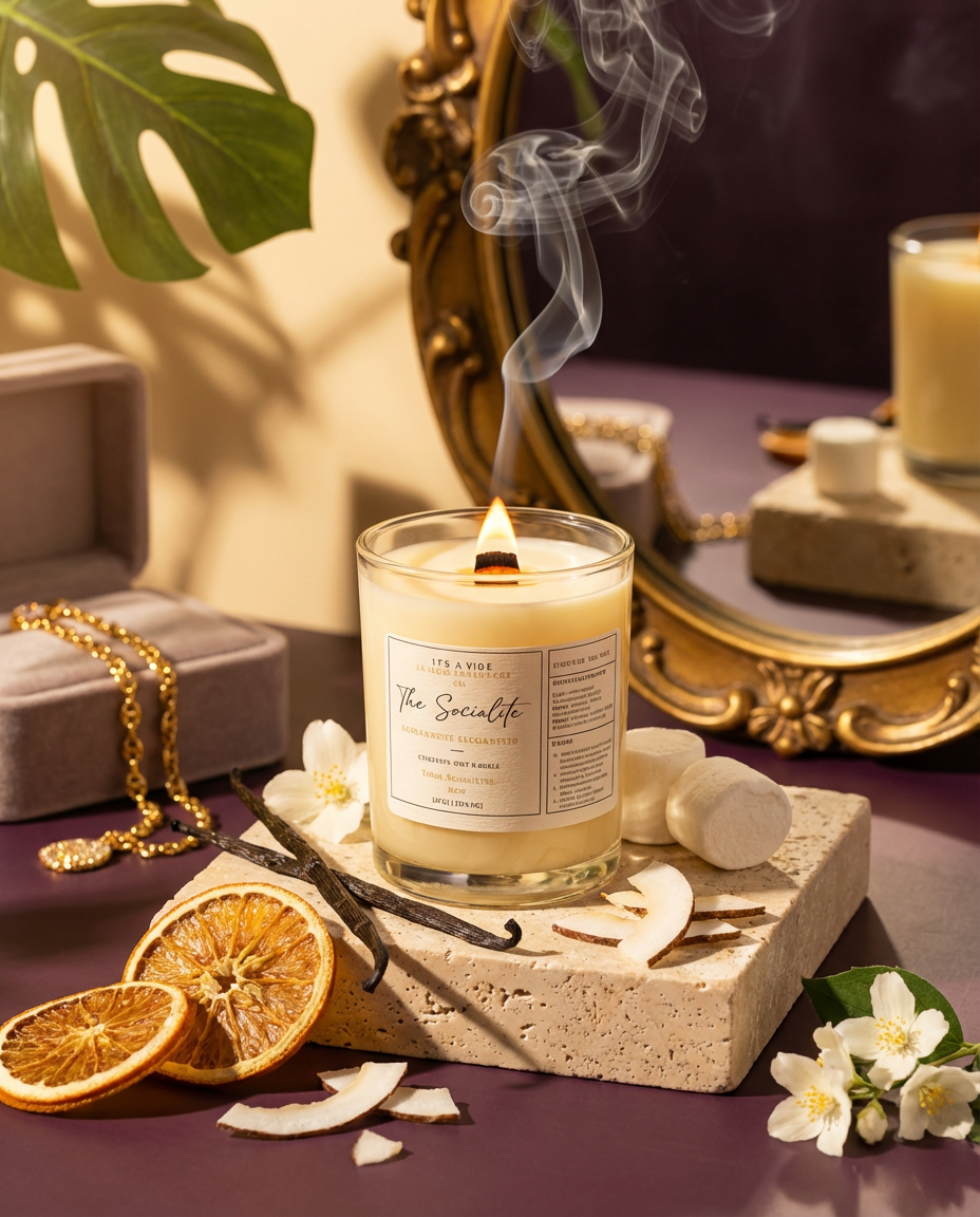 The Socialite (Heavy Cream by Phlur Type) | 8oz Luxury Glass Candle