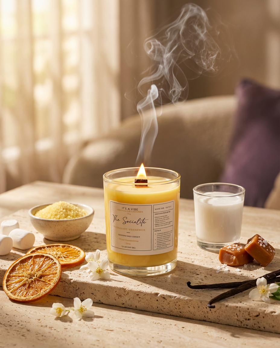 The Socialite (Heavy Cream by Phlur Type) | 8oz Luxury Glass Candle