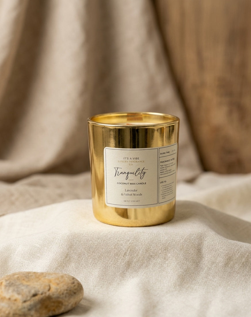 Tranquility (Lavender & Velvet Woods) | 8oz Gold Edition (slight imperfections on vessel)