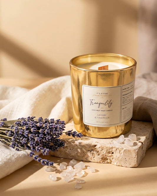 Tranquility (Lavender & Velvet Woods) | 8oz Gold Edition (slight imperfections on vessel)